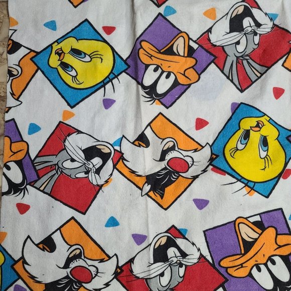 Vtg Looney Tunes Laughing Faces 85 X 56 Blanket Bugs Bunny Taz Tweety Sylvester - Picture 9 of 16